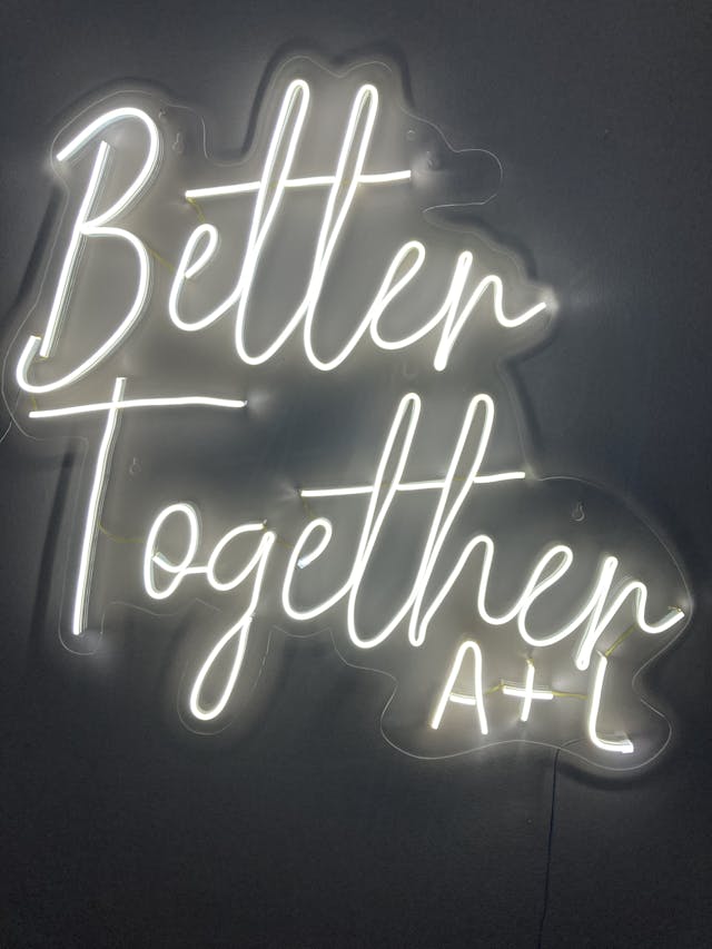 A picture of Better Together Neon Sign with Couple Name Initials