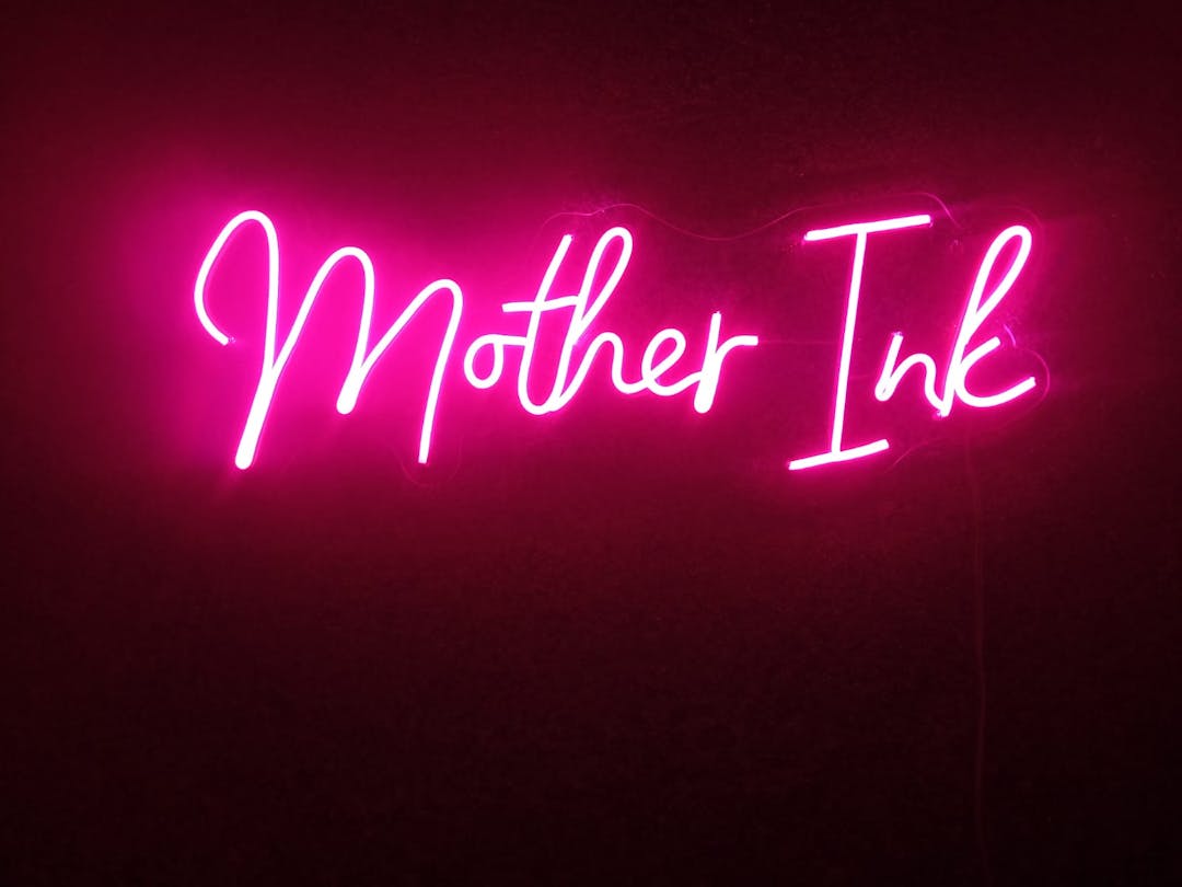 Tattoo Shop Name Neon Sign (Mother Ink)